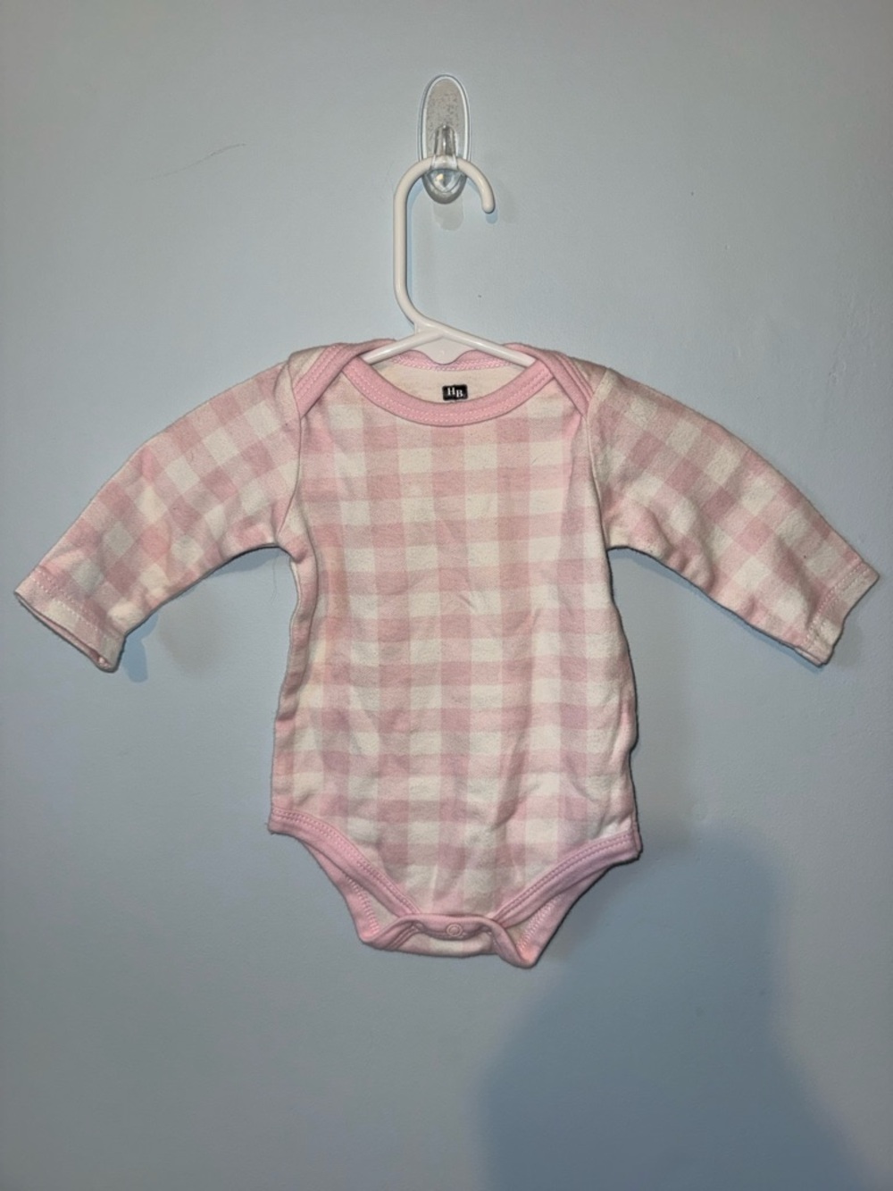 Pink Gingham Long-Sleeve Baby One-Piece